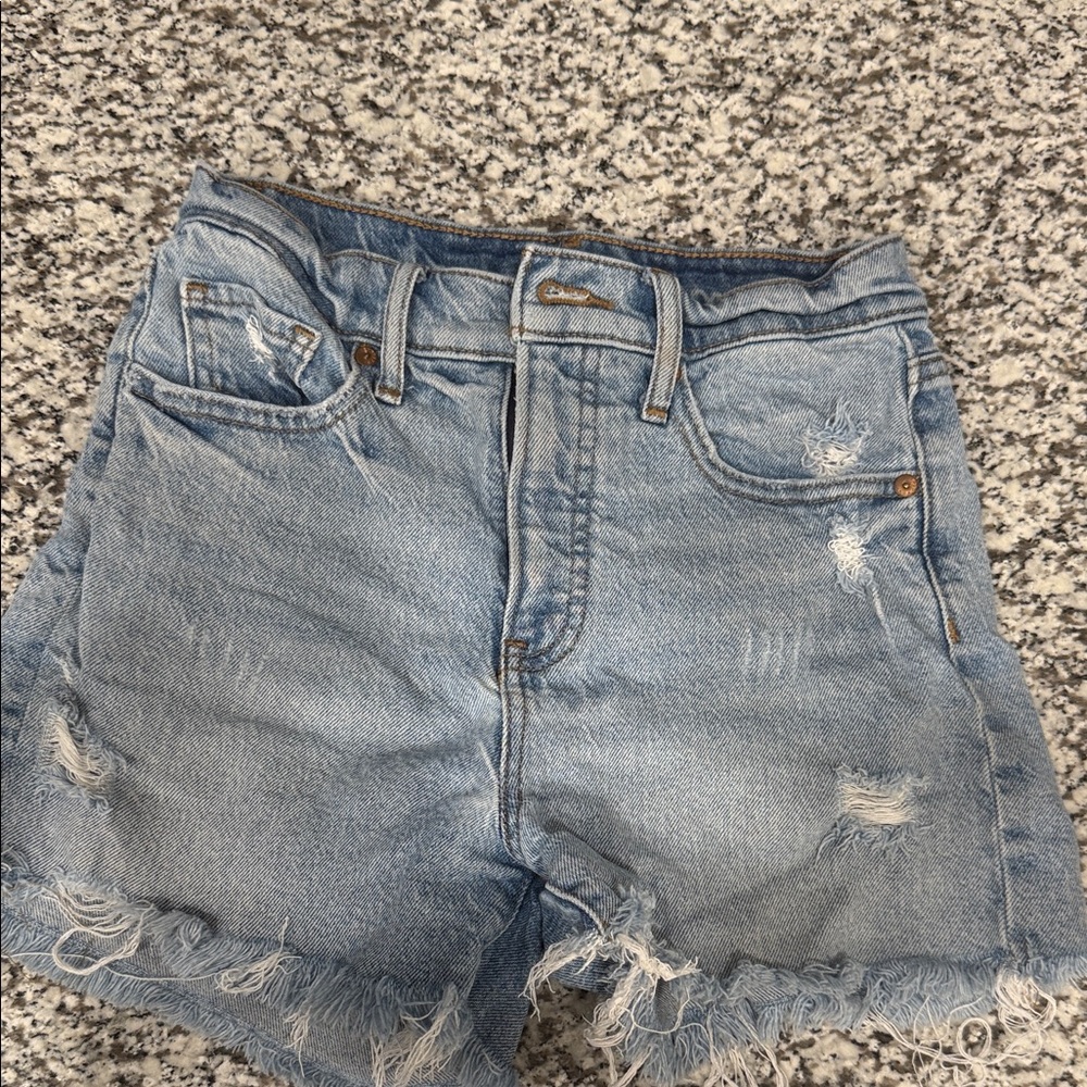 Express Light Blue Distressed Jean Shorts